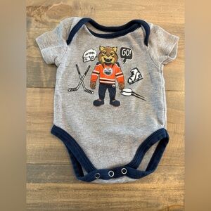 NHL Oilers Gray and Navy Baby 0-3M Bodysuit